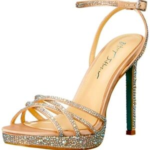 Betsy Johnson Adde Platform Rhinestone Champagne Heels